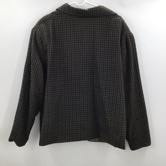 Vintage 1990s Women's 3X Briggs Blazer Boxy Green Plaid Woven Lined Long Sleeve - Picture 3 of 12